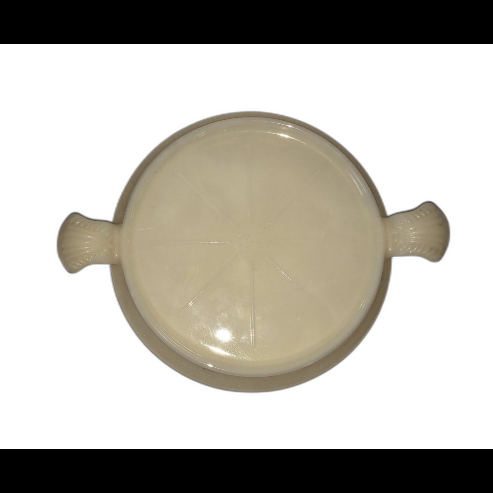 Very Rare Fire King Custard Glass Trivet Ivory Handled Table Server Vintage MCM